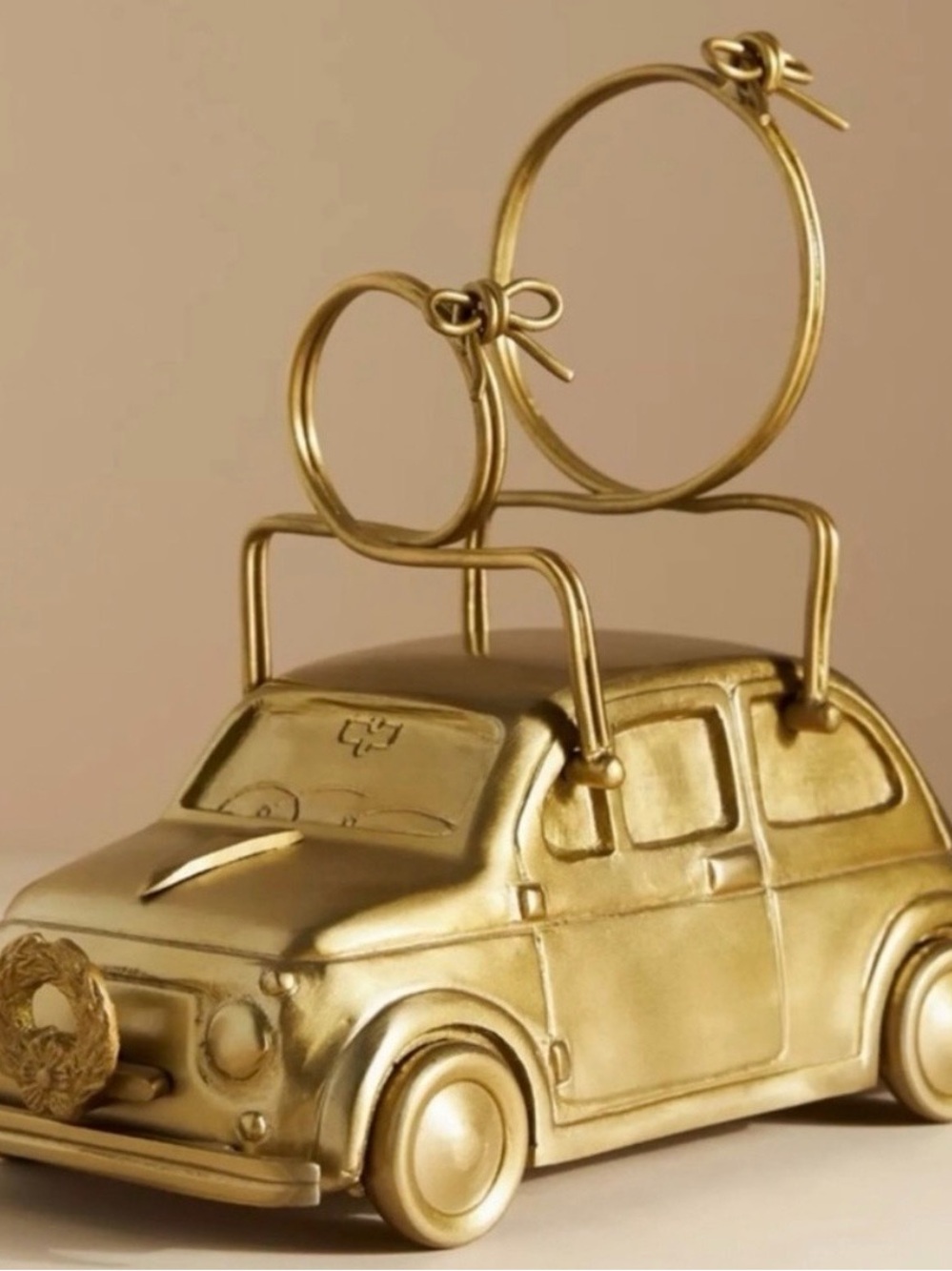 Anthropologie Brass Cast Car Bottle Holder